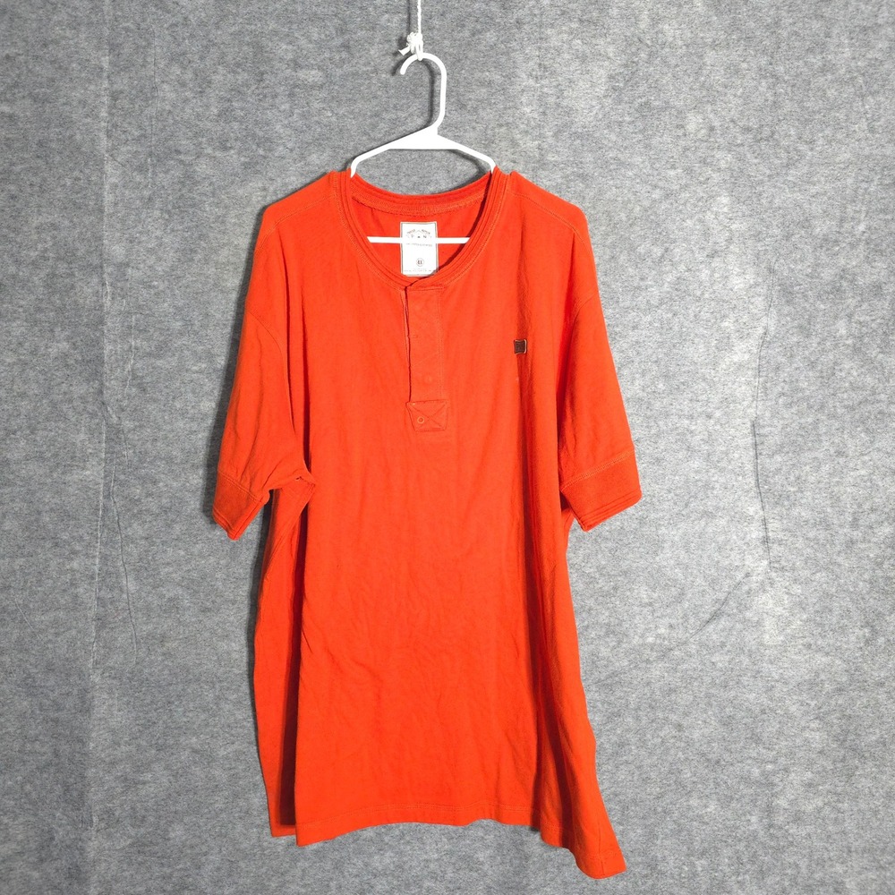 Parish Nation Henley Shirt Mens 4X Orange Short Sleeve Cotton PN56 Logo Patch
